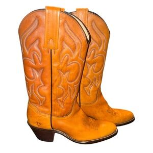 Frye Women's Leather Vintage Western Heeled Cowgirl Boots In Orange/Butterscotch